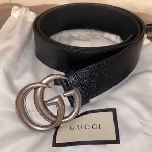 Silver Gucci GG Marmont Belt Size 75
